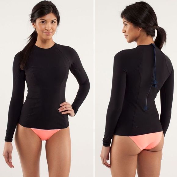 lululemon athletica Other - Lululemon Board Balance Rash Guard Black Inkwell Long Sleeve Swim Top